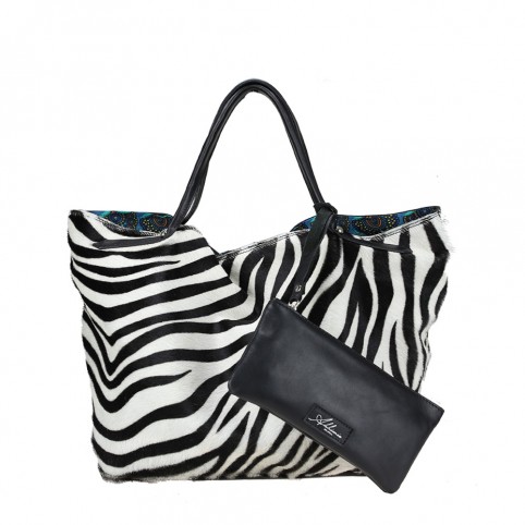 Tote with front pony and back nappa leather
