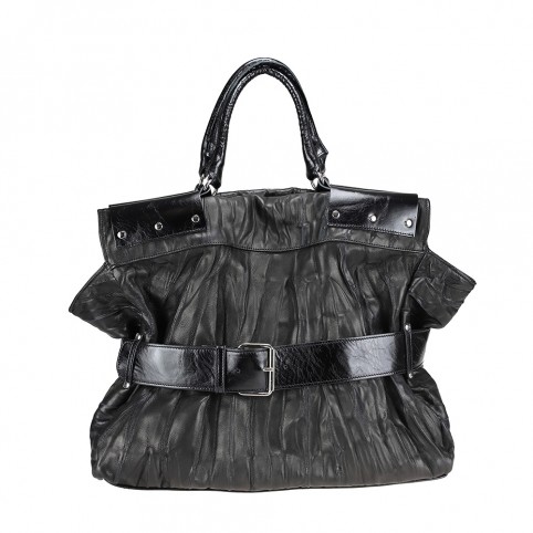 Hobo bag in crumpled leather Buckle motif
