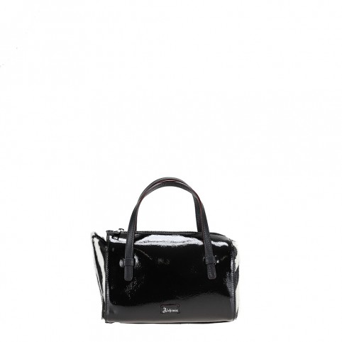 Hand bag small in Patent and Horsy leather