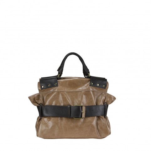 Hobo bag small in two-tone calfskin Buckle motif