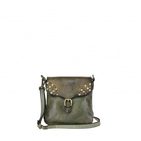 Cross body bag triple piece dyed-flap with studs