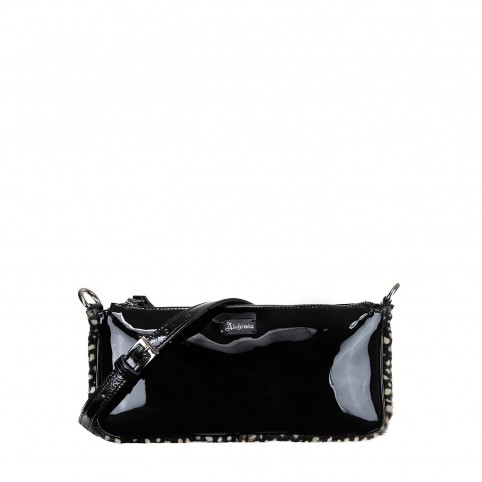 Cross body bag in Patent and Horsy leather
