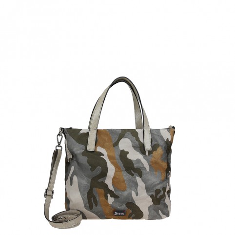 Handbag in camouflage Nylon and Calfskin