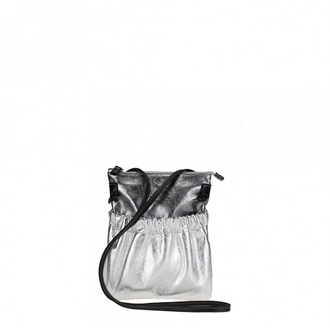Cross body bag in laminated calfskin with pocket