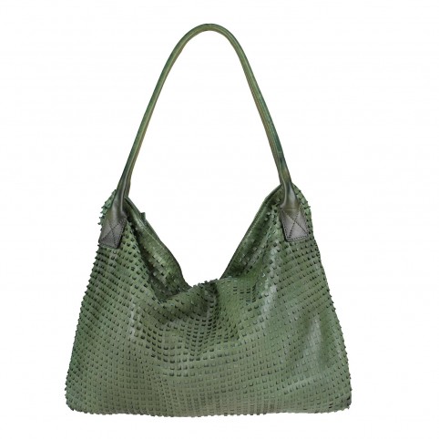 Shopping bag in perforated leather with Mestizo treatment