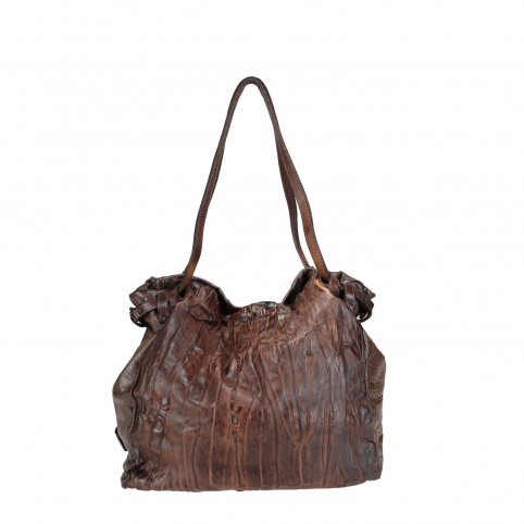 Shoulder bag in crinkled leather with Mestizo treatment
